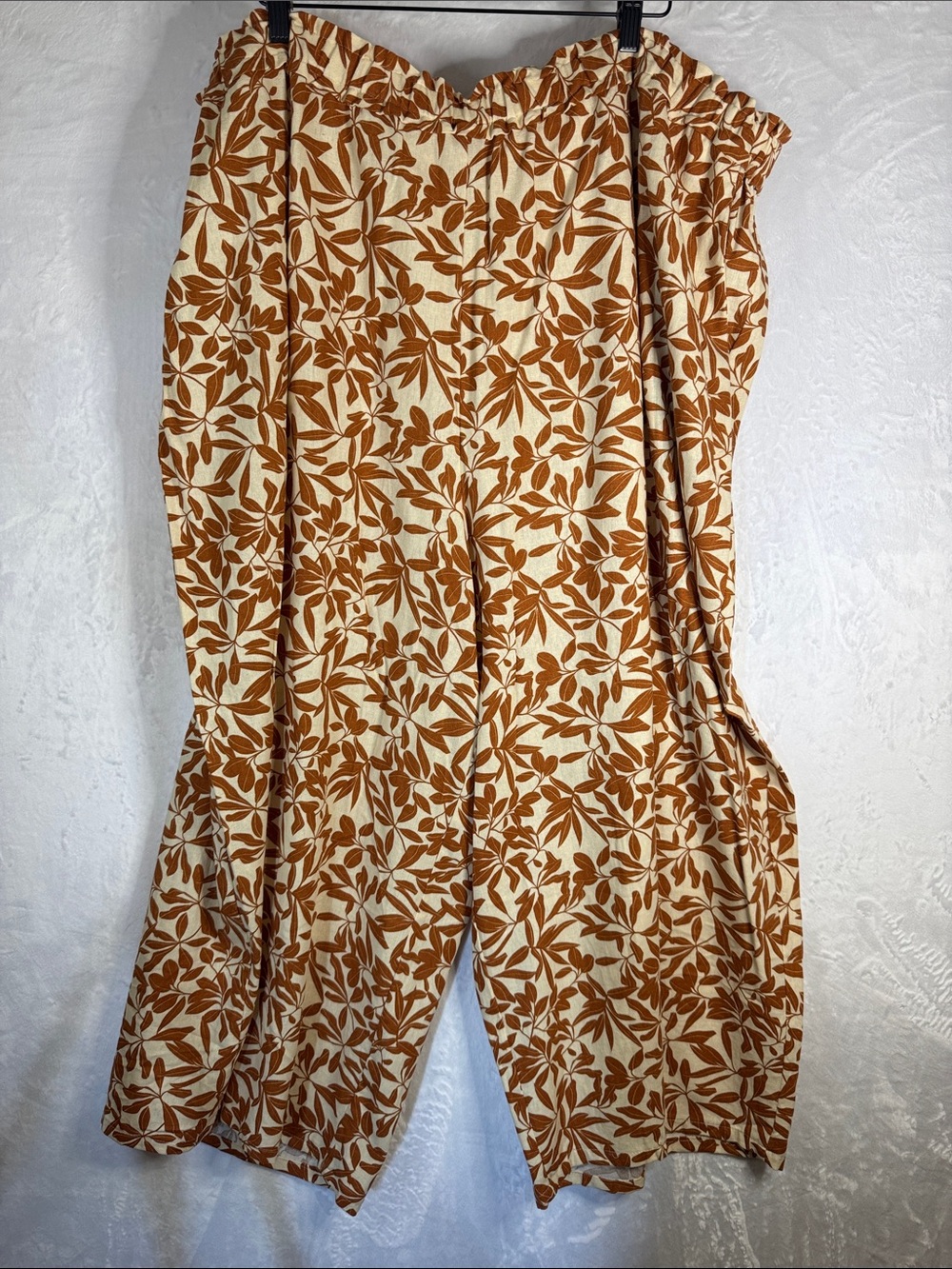 Eloquii Linen Blend Floral Print Wide-Leg Pants Size 28